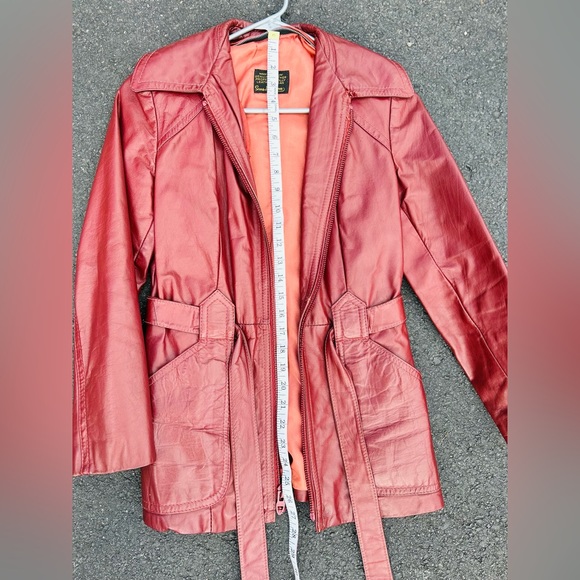 Vintage 1970s Sears Jr Bazaar Genuine Leather Jacket | Burgundy | Size 7/Small - Picture 13 of 16